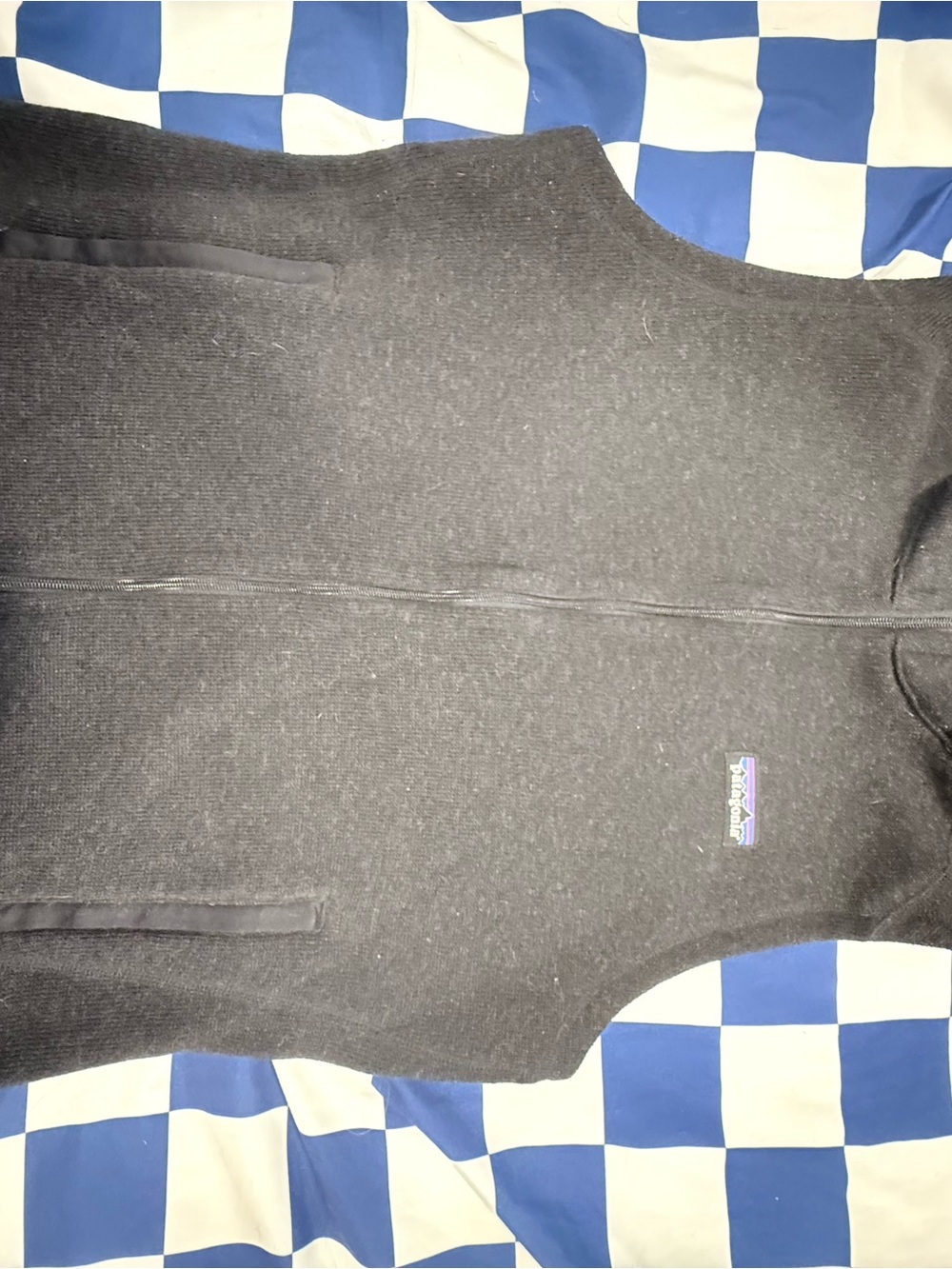 Patagonia Black Fleece Vest with Multicolor Logo